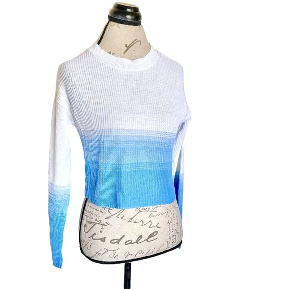 Abound Womens Sweater Ombre Sz XS Long Sleeve Knit Blue White Soft Girl Ribbed - Picture 2 of 11